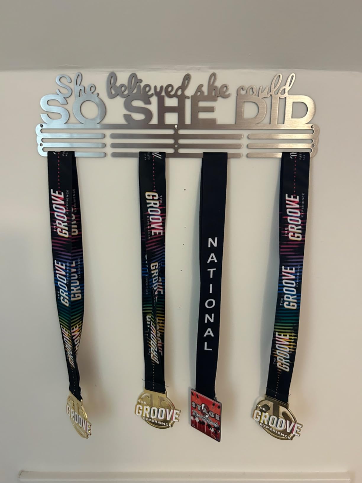 She Believed She Could SO SHE DID Race Medal Holder Wall Hanger,Marathon Runner Medal Display,Running Medal Display, Medal Holder for Wall, Sports Medal Hanger Display Gifts customer photo 1