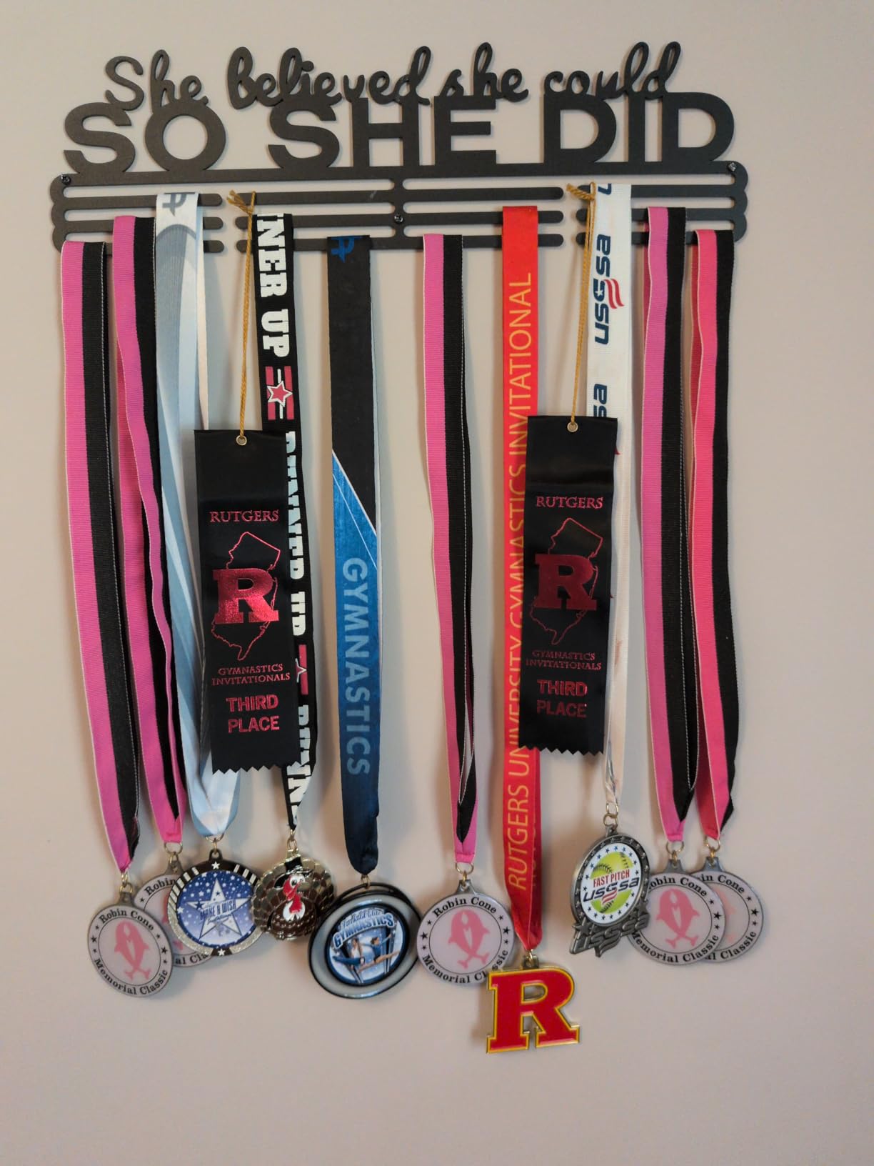 She Believed She Could SO SHE DID Race Medal Holder Wall Hanger,Marathon Runner Medal Display,Running Medal Display, Medal Holder for Wall, Sports Medal Hanger Display Gifts customer photo 2