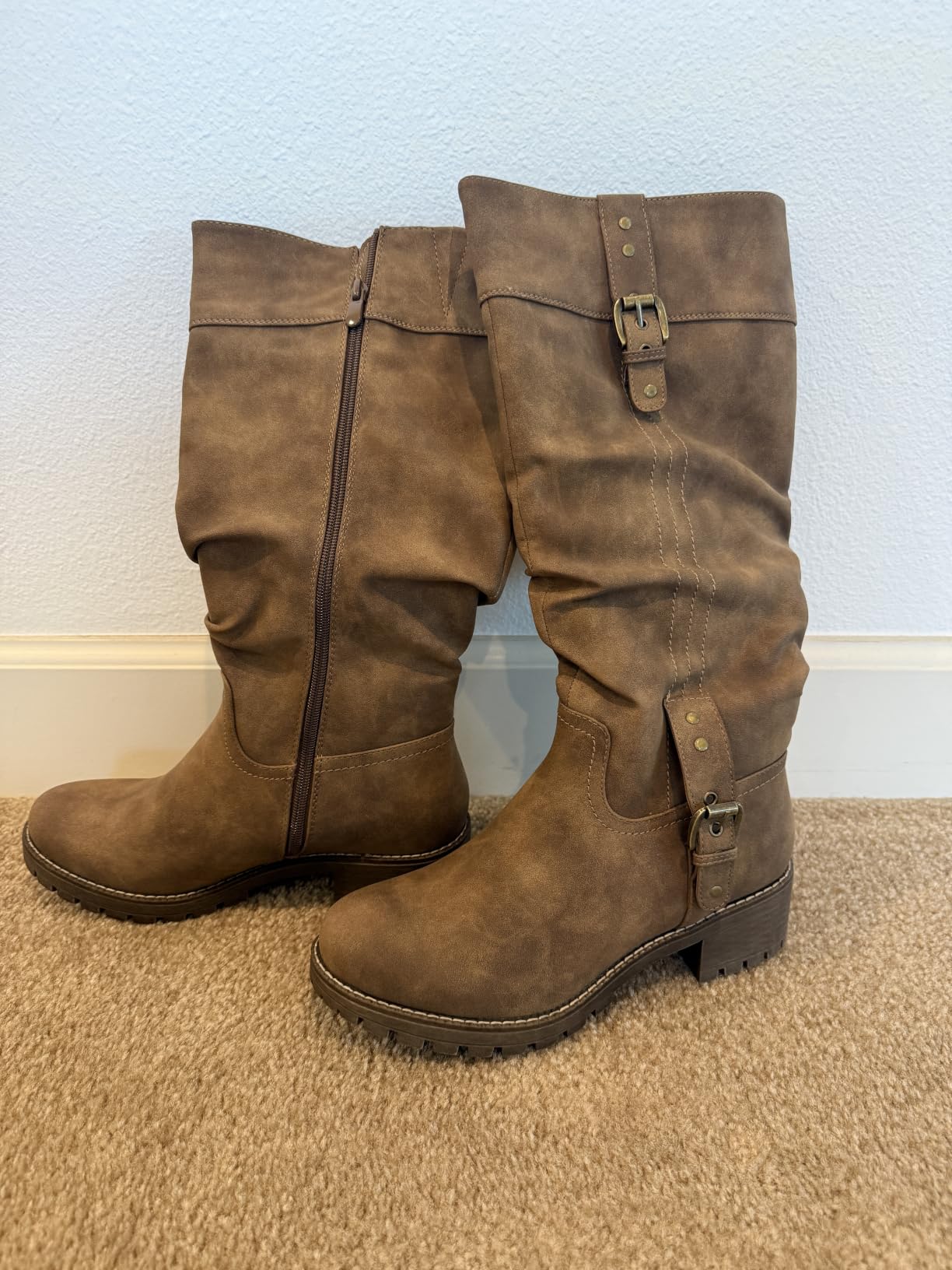 GLOBALWIN Women's Chunky Low Heels Boots Knee High Boots For Women customer photo 2