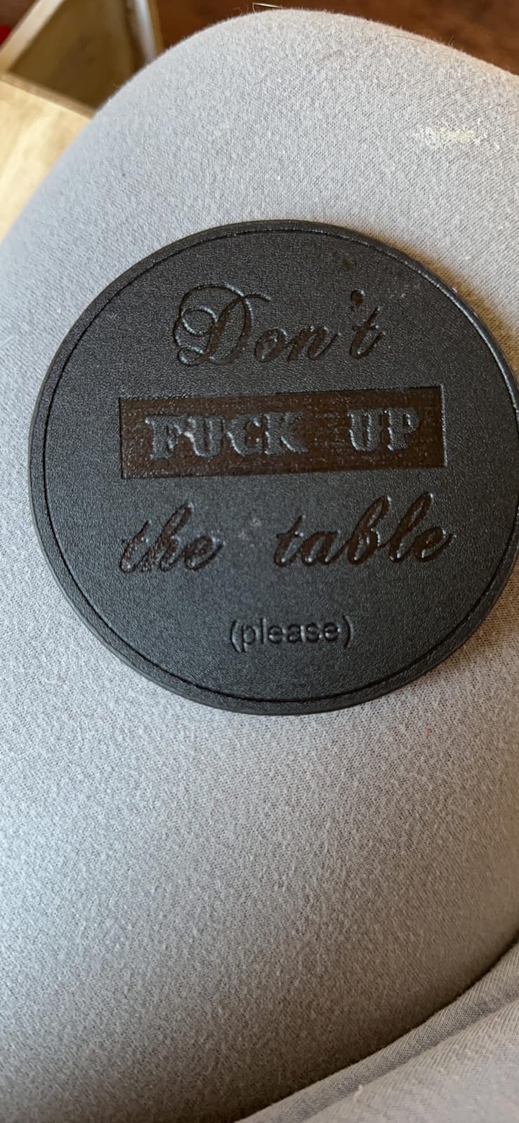 Funny Coasters, Thipoten 6 Pcs Leather Coasters with Holder, Perfect Housewarming Hostess Gifts, Protect Furniture from Water Marks Scratch and Damage(6Pcs, Black) customer photo 1