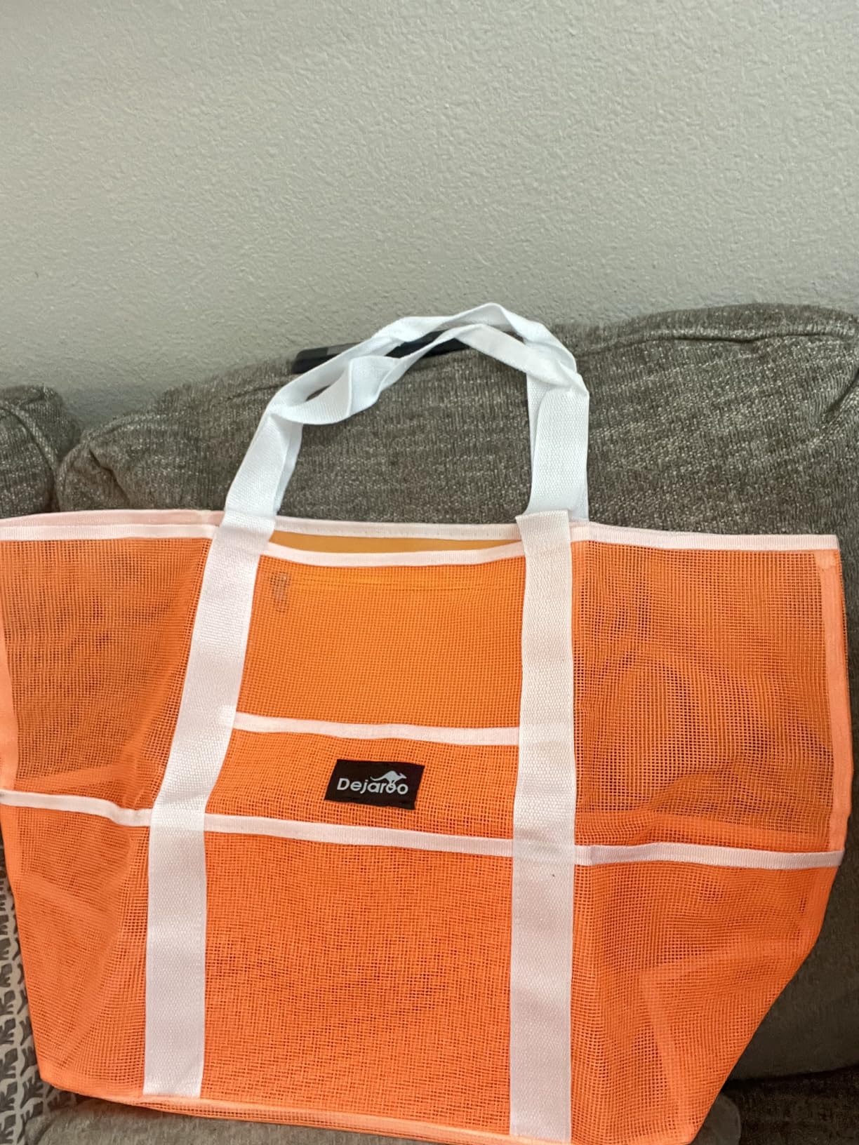 Dejaroo Mesh Beach Bag for Women, Large Sand Free Tote, 8 Pockets, Foldable 17x9x15 in, Pool Beach Vacation customer photo 1