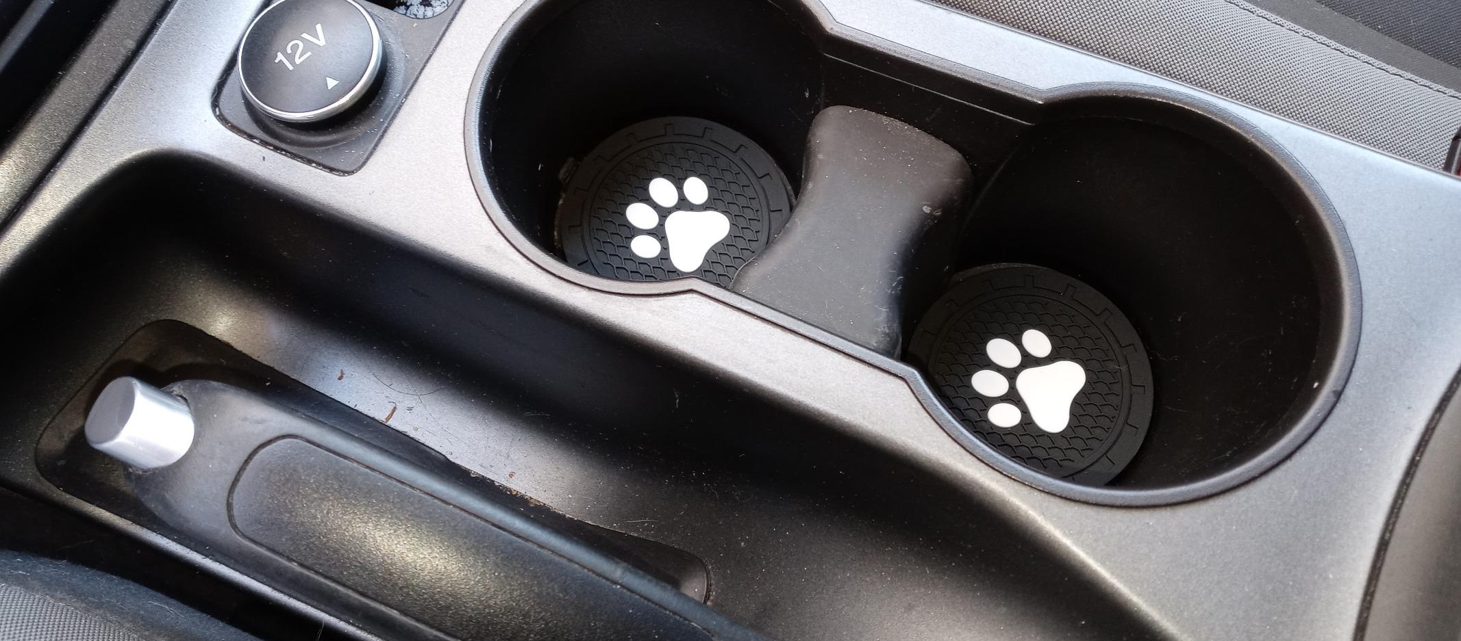 BukNikis Car Cup Holder Coasters-Car Interior Accessories 2.75 inch Silicone Anti Slip Cute Dog Paw Car Coaster -Universal (Pack of 2) customer photo 1