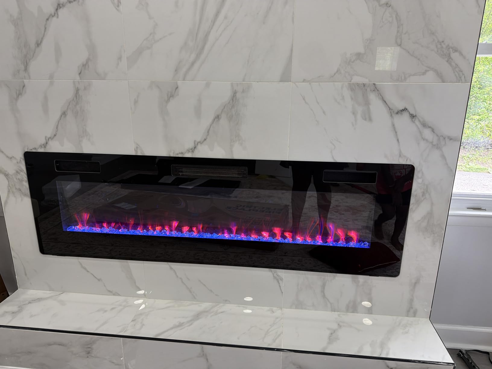 R.W.FLAME Electric Fireplace 50 inch Recessed and Wall Mounted,The Thinnest FireplaceLow Noise, Fit for 2 x 6 Stud, Remote Control with Timer,Touch Screen,Adjustable Flame Colors and Speed customer photo 1