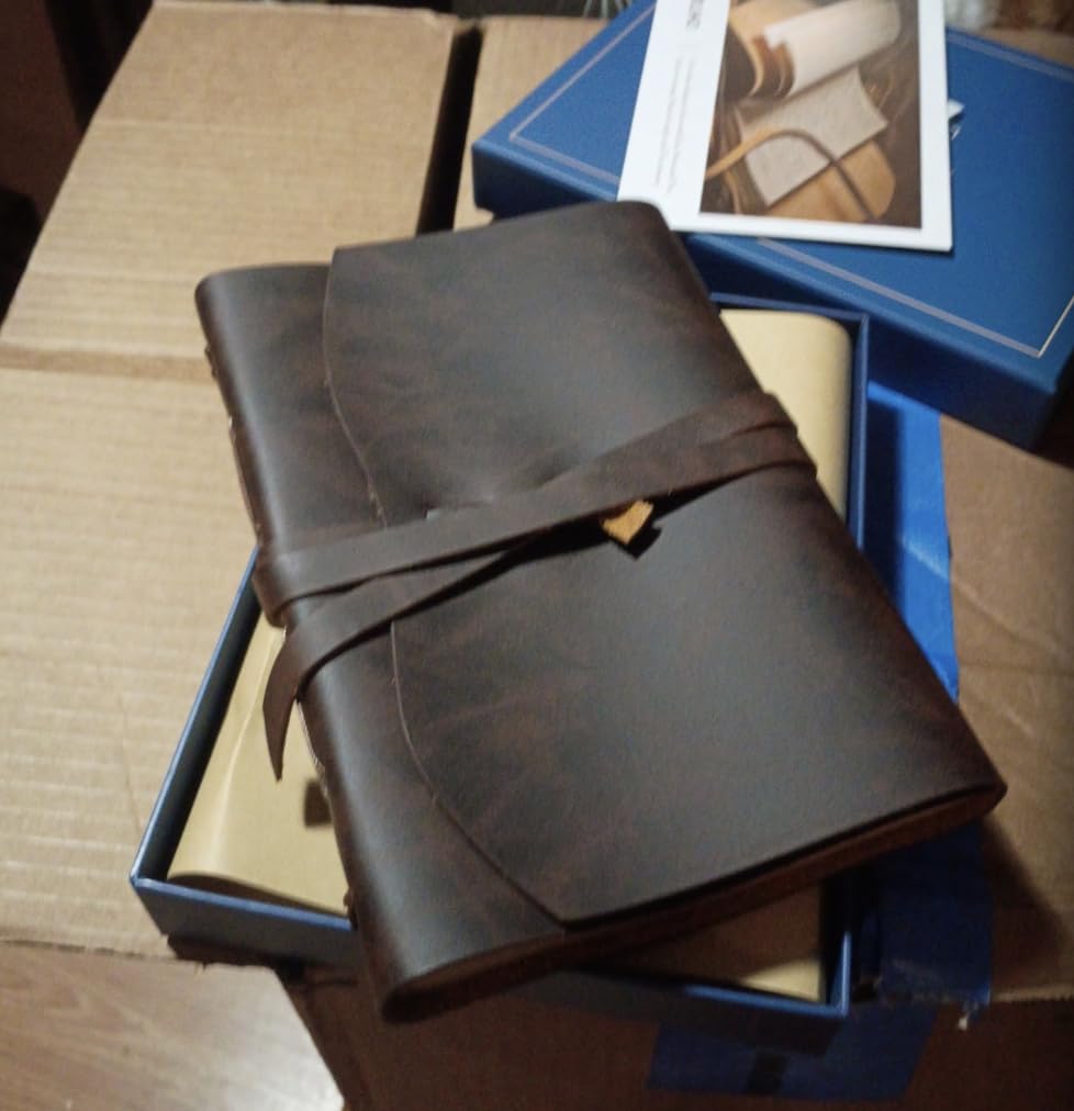 RILIHO Leather Journal Notebook - Genuine Leather Journals for Writing 5x7.1 Inches, Vintage Journal for Women and Men, Artist,Travel Journal,Brown customer photo 1