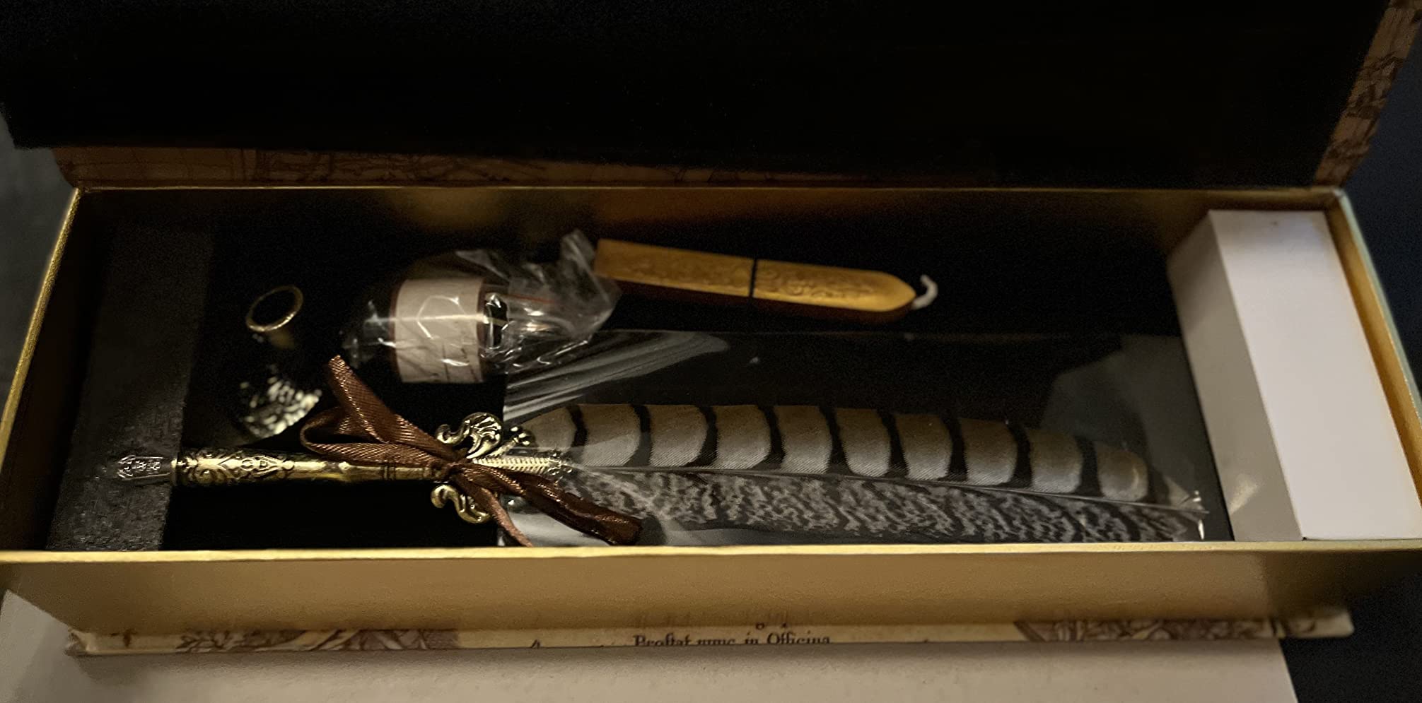 Antique Quill Pen Unique Half-Patterned Feather Pen Set with 6 Nibs 1 Bottle of Ink 1 Seal Stamp 1 Pen Holder 1 Sealing Wax LL-149 customer photo 2