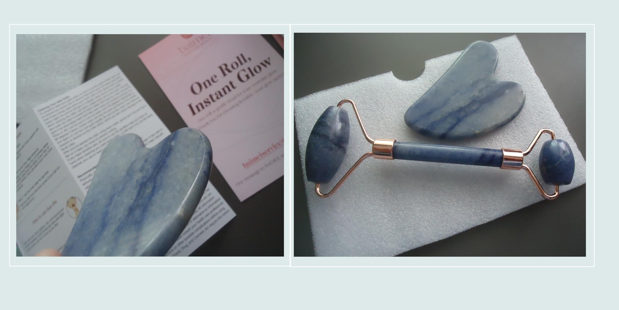 BAIMEI IcyMe Rose Quartz Roller & Gua Sha Facial Tool Set for Depuffing customer photo 1