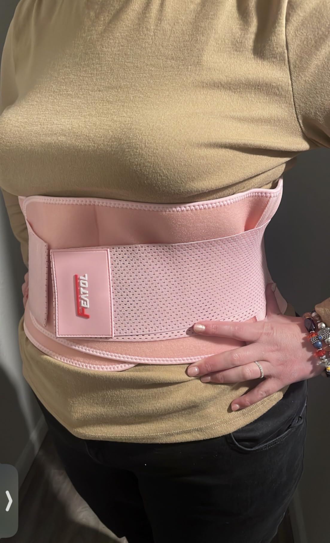 FEATOL Back Brace for Women & Men, Lower Back, Sciatica Pain Relief | Black-L/XL, Adjustable Back Support for Sciatica, Herniated Disc & Scoliosis; Lifting, Work, Sitting; 4 Stays+ Removable Pad customer photo 1