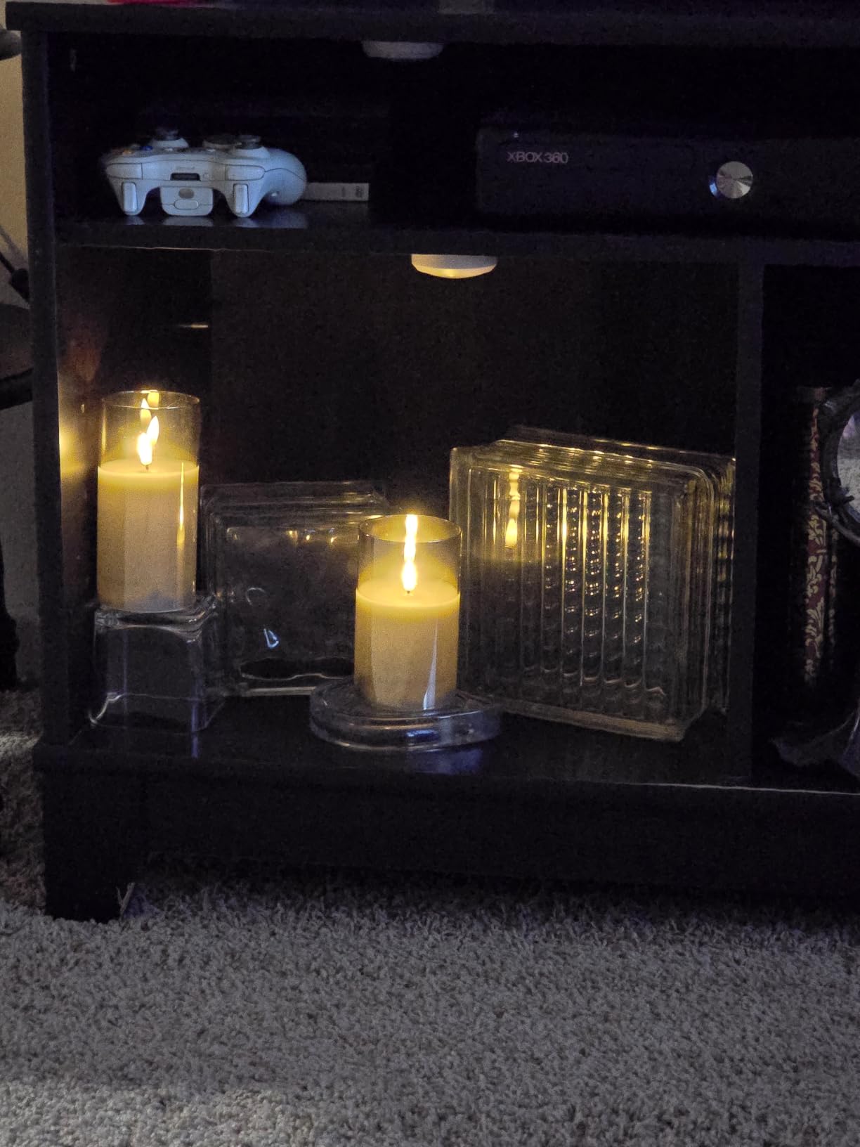Eywamage Gold Glass Flameless Pillar Candles with Remote, Flickering Fall LED Candles Battery Operated Set of 3 customer photo 2