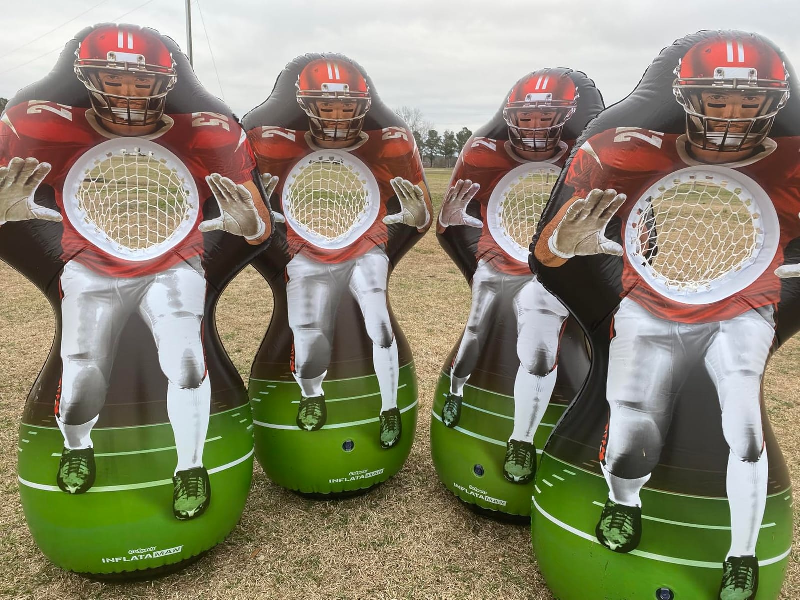 GoSports Inflataman Football Challenge - Includes 4 Rubber Footballs, Ball Pump, and Scoreboard - Inflatable Receiver Touchdown Toss Game customer photo 2