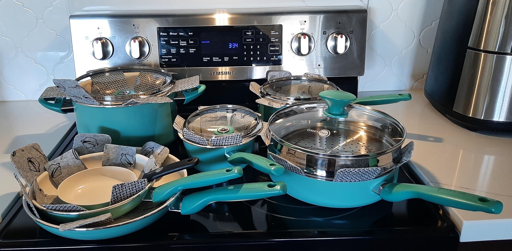 GreenPan Rio Healthy Ceramic Nonstick 16 Piece Cookware Pots and Pans Set, PFAS-Free, Dishwasher Safe, Turquoise customer photo 2