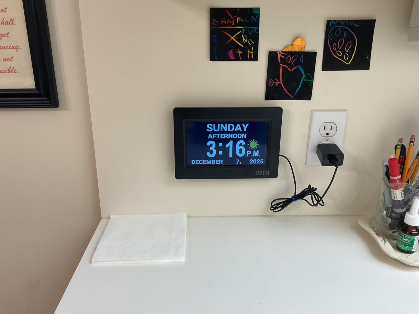 SSYA Digital Calendar Alarm Clock - Dementia Clocks for Seniors, Non-Abbreviated Memory Loss Clock with Date and Time for Elderly (White) customer photo 2