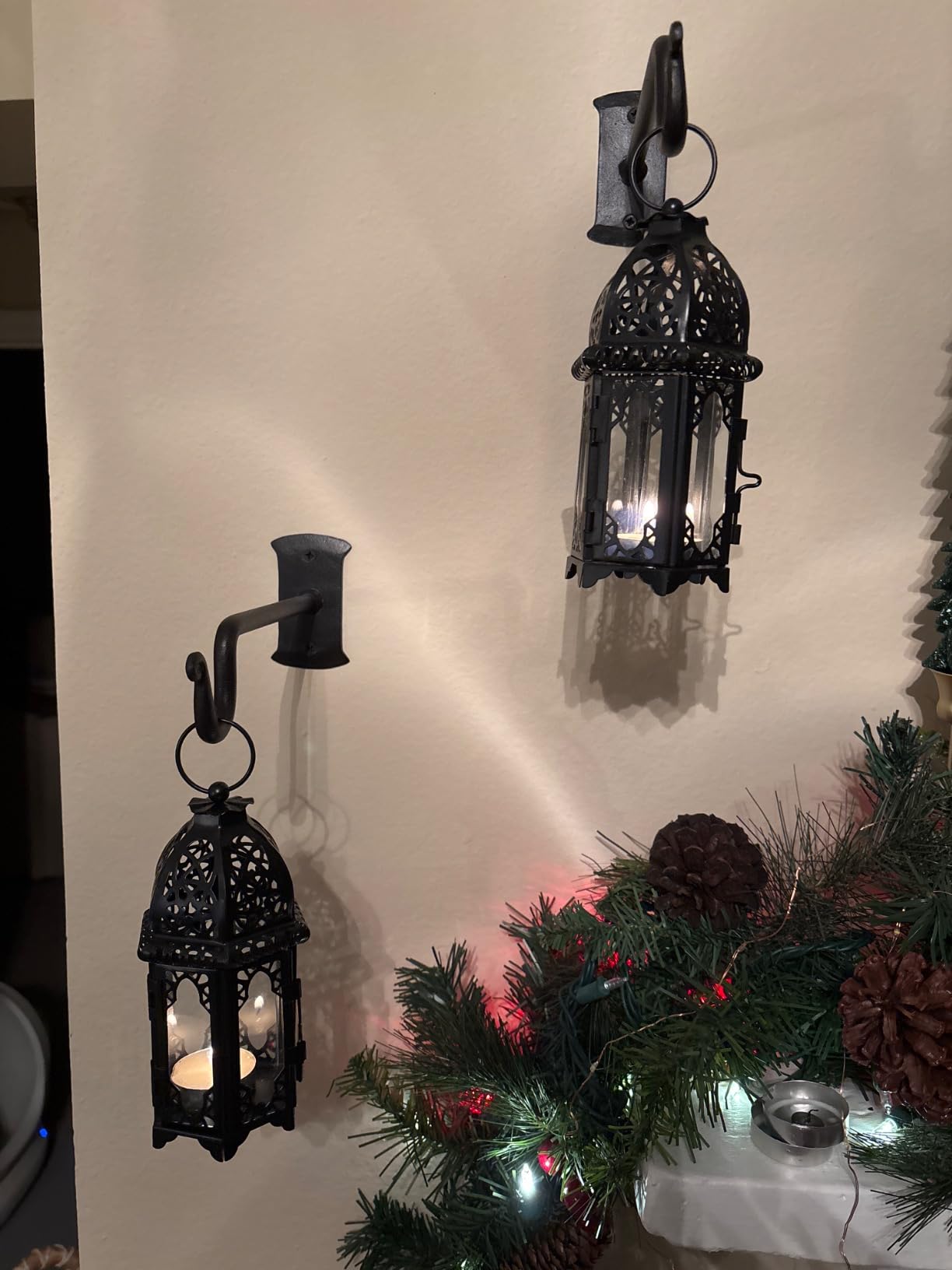 NUPTIO 2 Pcs Moroccan White Candle Lantern, Small Tealight Holders customer photo 2