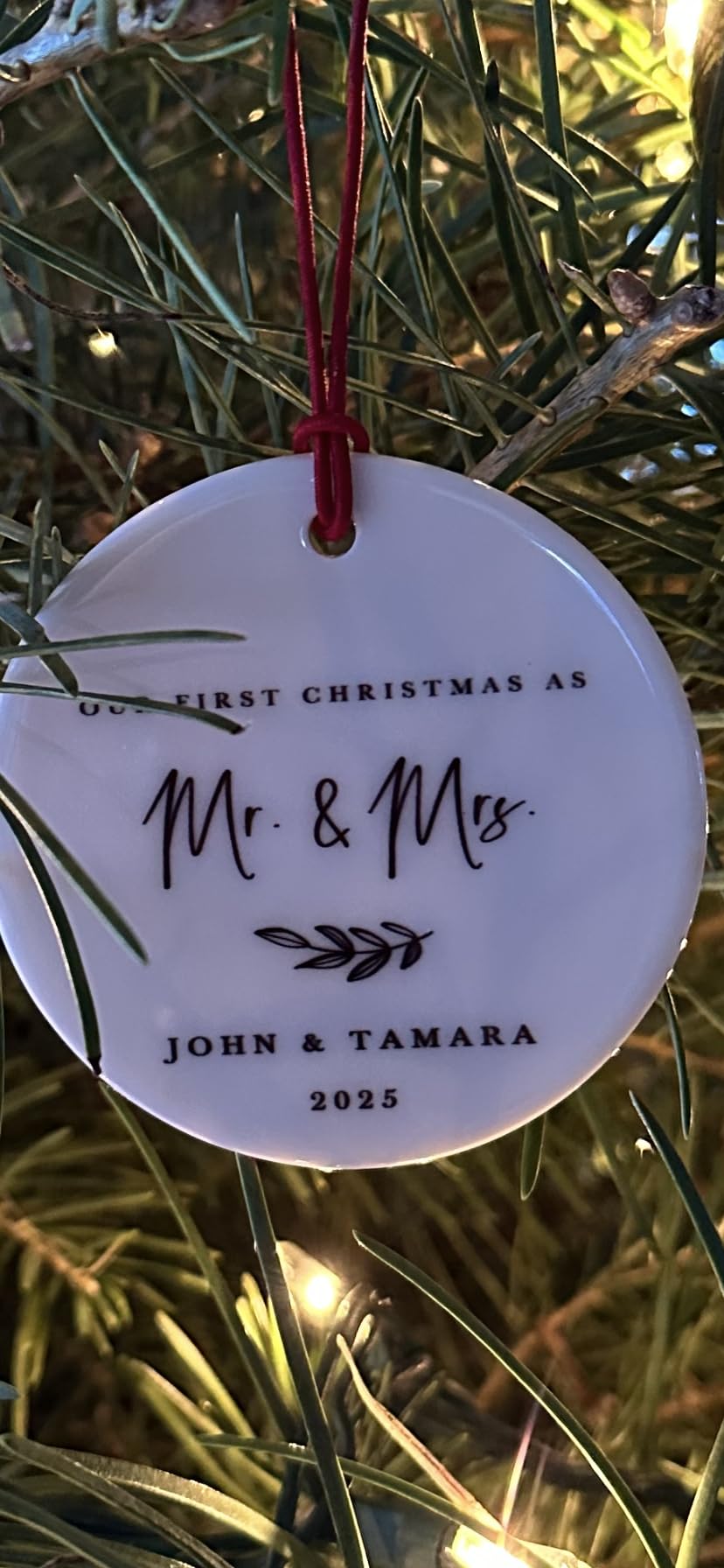 Andaz Press Personalized Adoption Round Ceramic Porcelain Christmas Tree Ornament Keepsake Collectible Gift, Forever Family 2026, Antique Handdrawn, 1-Pack Adoption Ornament 2026 customer photo 1