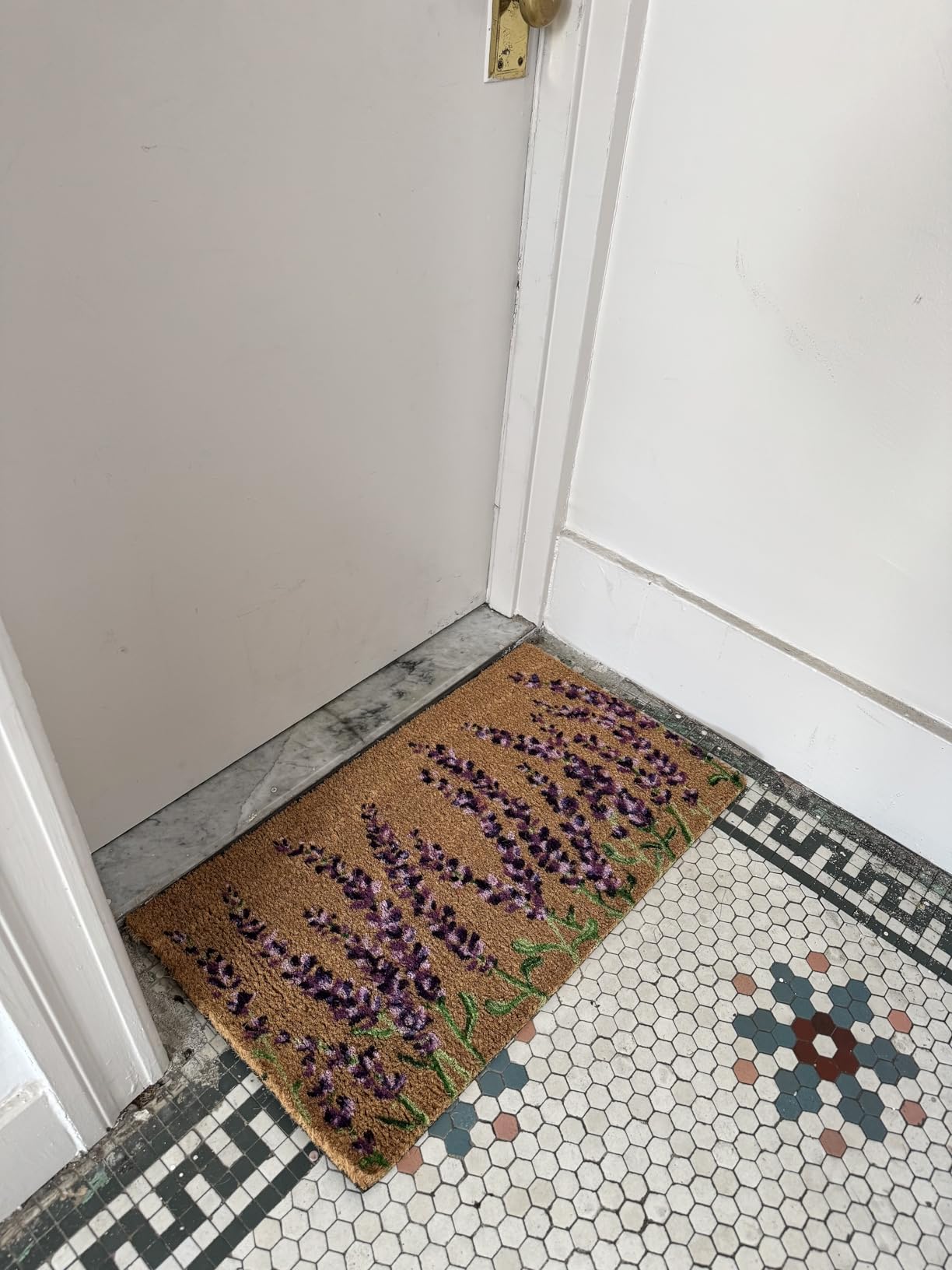 Juvale Floral Coir Door Mat - 17 x 30 in, Natural & Modern - Outdoor Welcome Mat for Front Door & Patio with PVC Backing customer photo 2