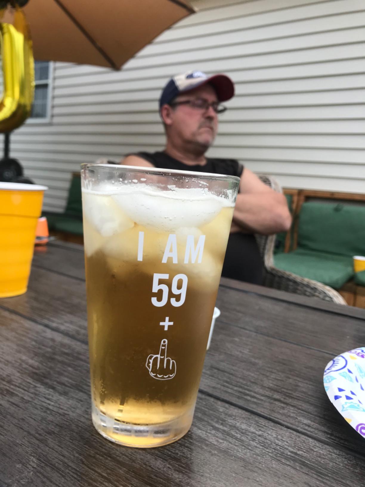 Gelid 59 + One Middle Finger 60th Birthday Gifts for Men Women Beer Glass – Funny 60 Year Old Presents - 16 oz Pint Party Decorations Supplies - Craft Beers Gift Ideas for Dad Mom Husband Wife 60 th customer photo 2