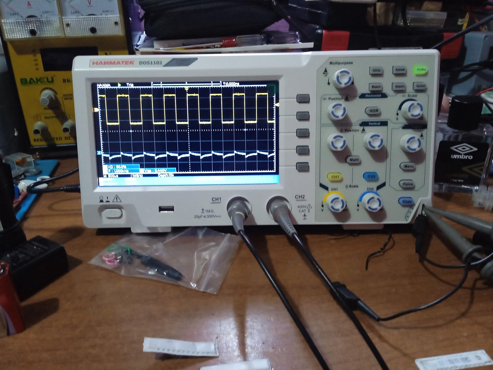 HANMATEK 110mhz Bandwidth DOS1102 Digital Oscilloscope with 2 Channels and Screen 7 inch / 18 cm, TFT-LCD Display, Portable Professional Oscilloscope Kit with 500 MS/s *2 Sampling Rate customer photo 2