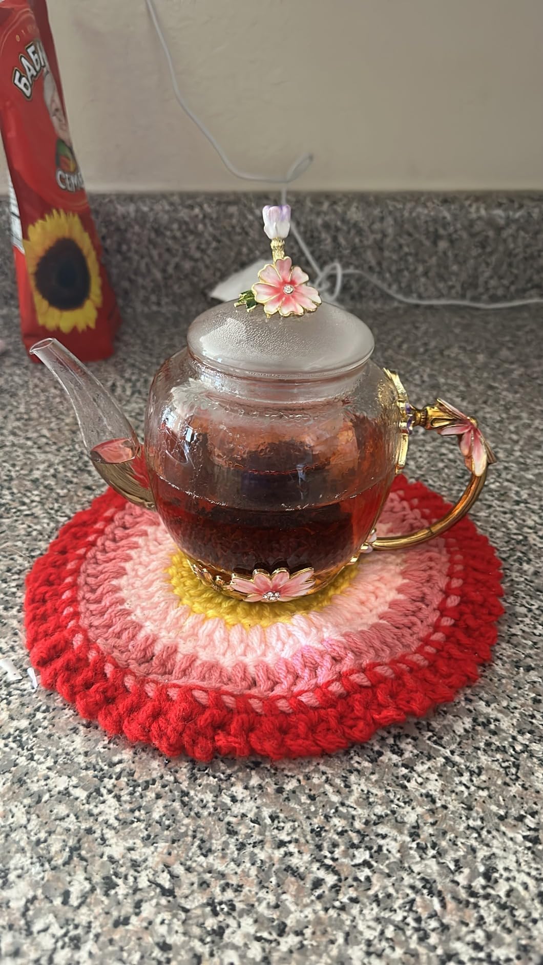 Luka Tech Enamel flower Glass Coffee Mug Tea Cup with Spoon Gifts For Women customer photo 2