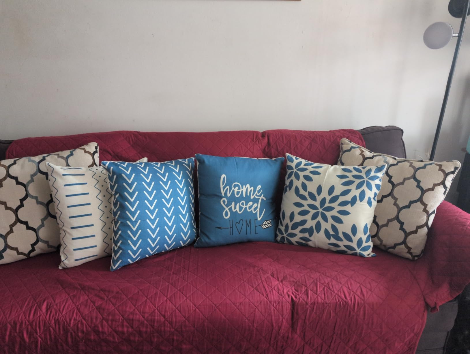 YCOLL Pillow Covers 18x18 Set of 4, Modern Sofa Throw Pillow Cover, Decorative Outdoor Linen Fabric Pillow Case for Couch Bed Car,Light Blue customer photo 1