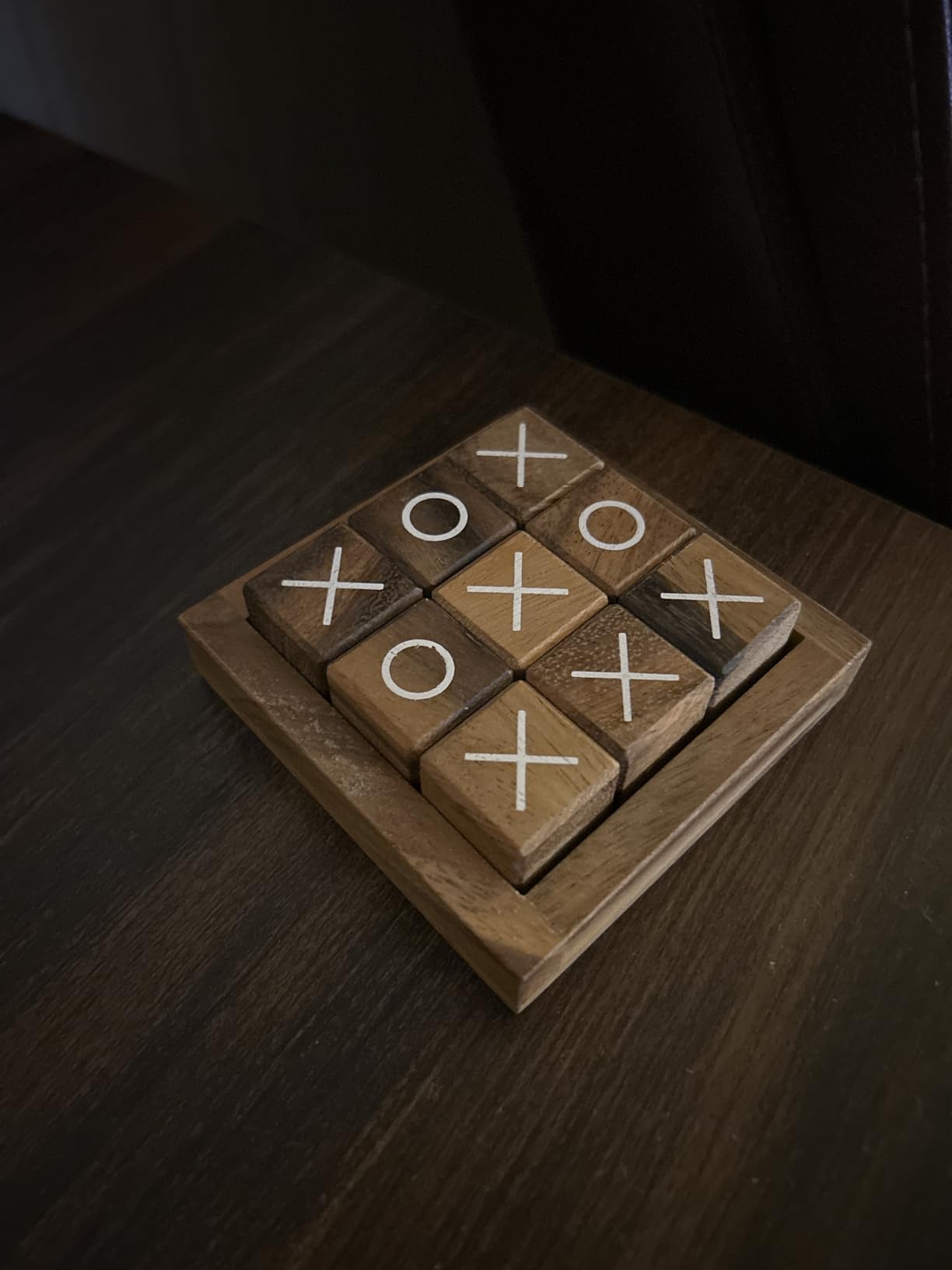 BSIRI Wooden Tic Tac Toe Coffee Table Decor Game Living Room Home Office Decorative Small Desk Bar Top Classic XO Tictactoe Toy Board Travel Size Wood Mini Gifts for Family Games and Gifts for Adults customer photo 2