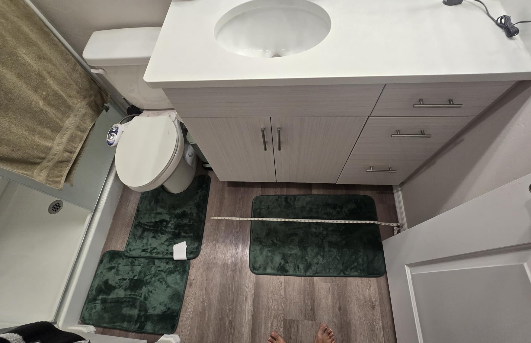 Clara Clark 3 Piece Bathroom Rugs Bath Mat Set, Velvet Memory Foam Bath Mats for Bathroom - Non-Slip, PVC Backing Bath Rugs, Washable - Dries Quickly, Green customer photo 1