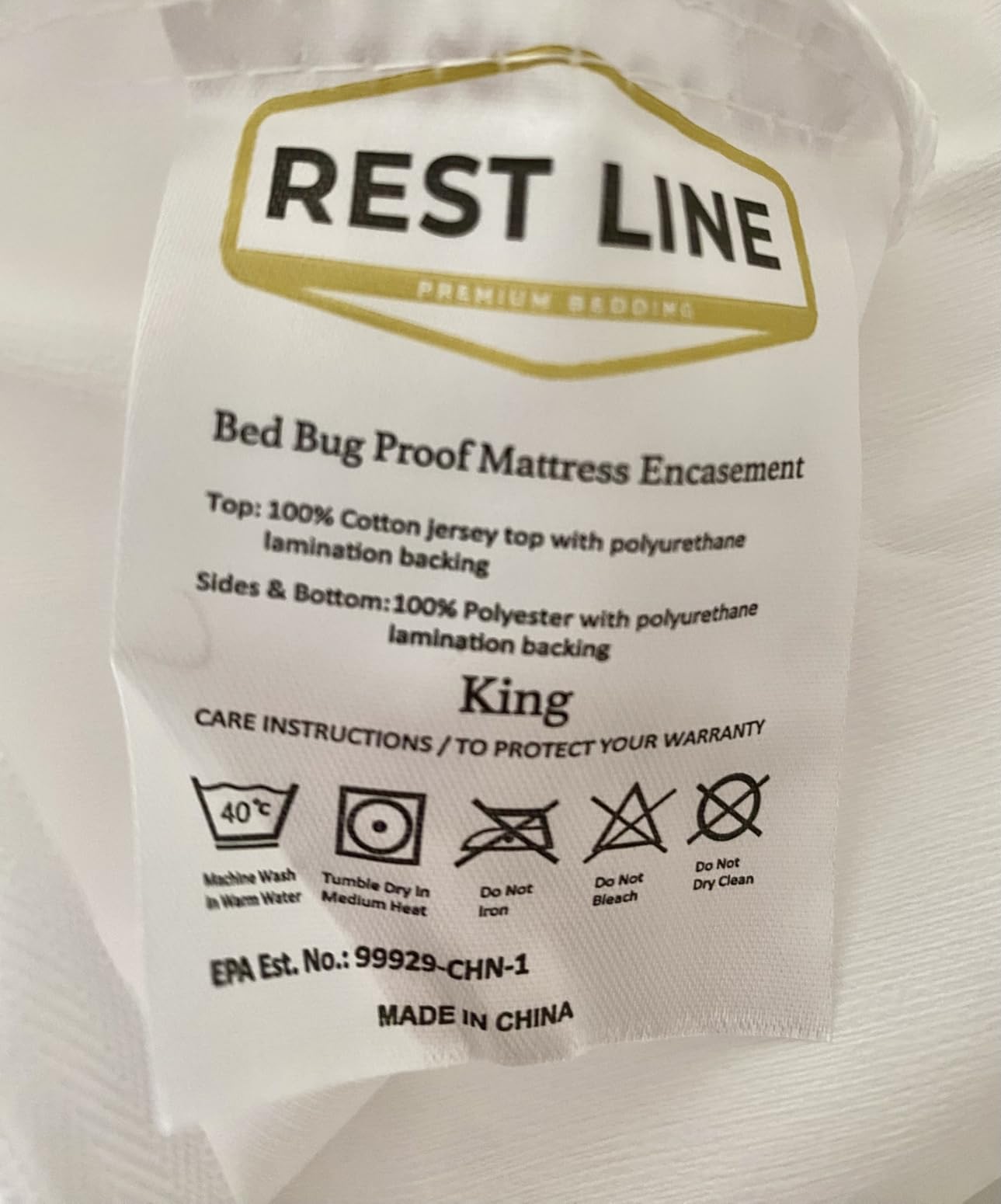 Rest Line - 100% Cotton Waterproof Zippered Mattress Encasement - Queen customer photo 1