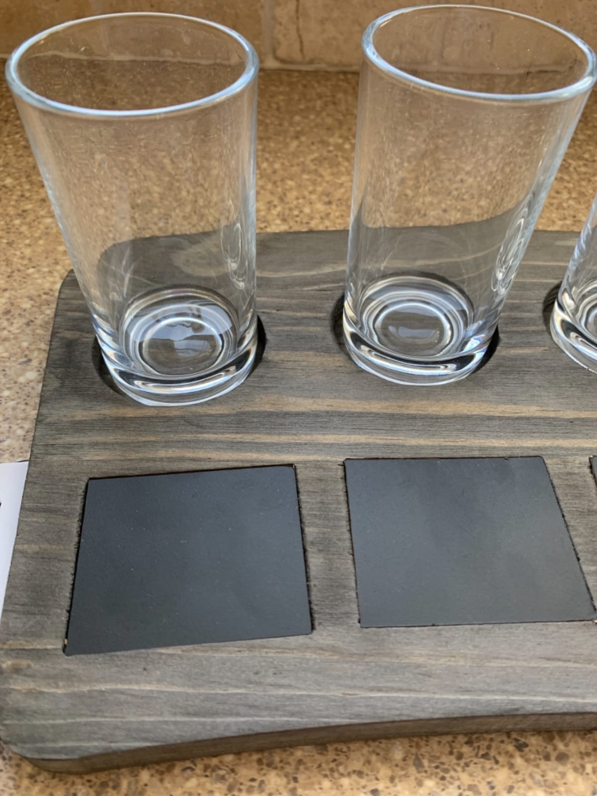 MyGift Beer Flight Board Sampler Set with 4 Tasting Beer Glasses, Brown Wood Serving Tray and Chalkboard Labels, Set of 2 | Brown Wood Serving Trays with Chalkboard Labels for Craft Beer Tastings, Breweries, Home Bars & Entertaining customer photo 1