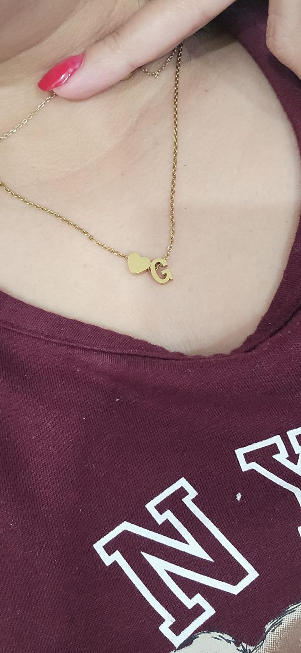 Initial Heart Necklace for Women Tiny Letter Personalized Name Necklaces customer photo 1