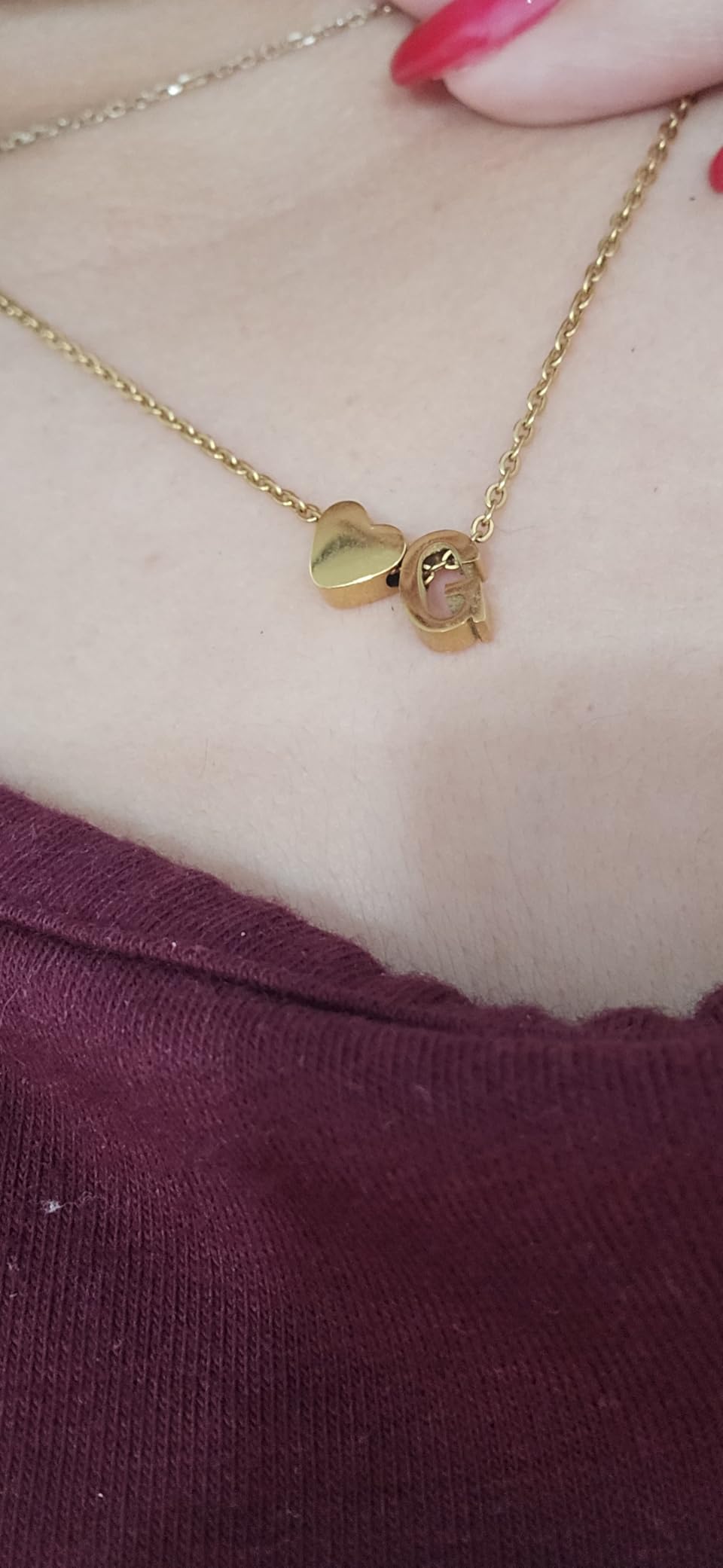 Initial Heart Necklace for Women Tiny Letter Personalized Name Necklaces customer photo 2