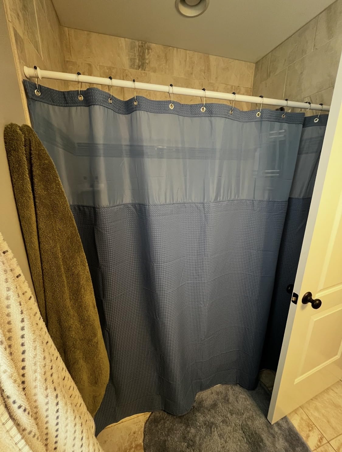 N&Y HOME Waffle Weave Shower Curtain with Snap-in Liner Set White, 71x72 customer photo 1