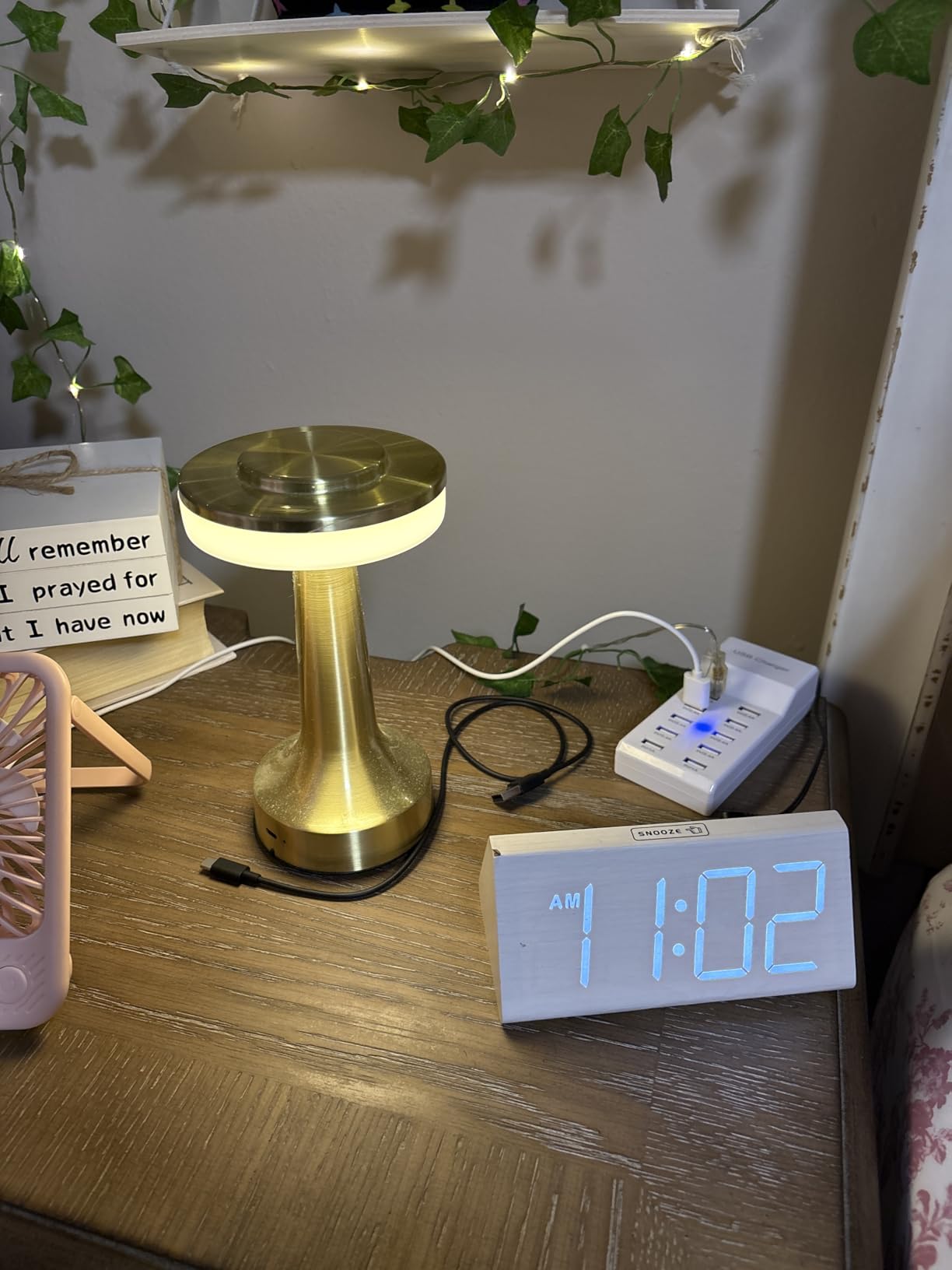 O'Bright Dome Cordless Rechargeable LED Mushroom Table Lamp, Gold customer photo 2