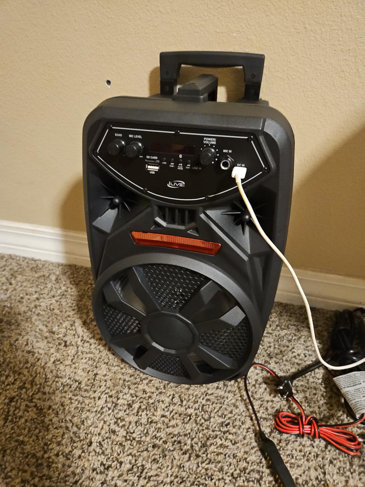 iLive Bluetooth Party Speaker with FM Radio, USB, LED Lights & Wheels customer photo 1