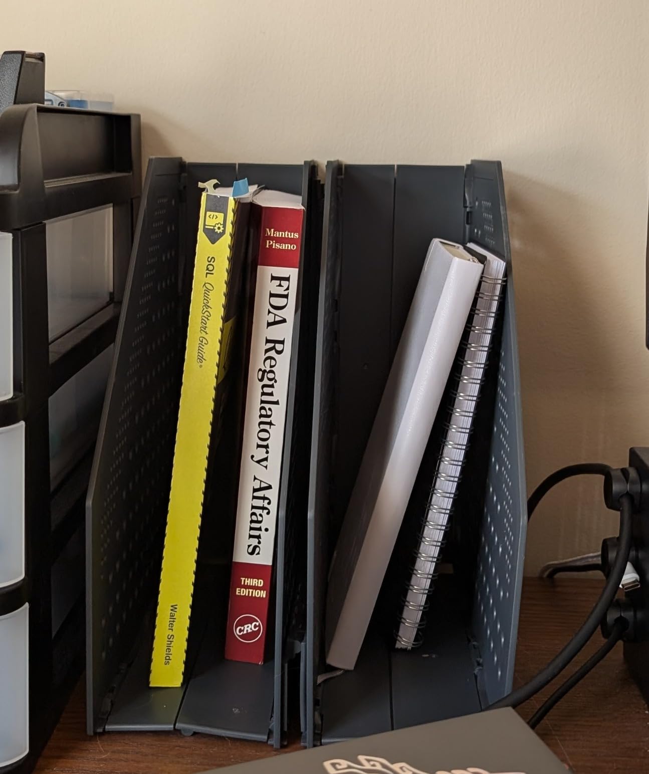 Leven Collapsible Magazine File Holder/Desk Organizer for Office Organization and Storage with 3 Vertical Compartments, Dark Grey, customer photo 1