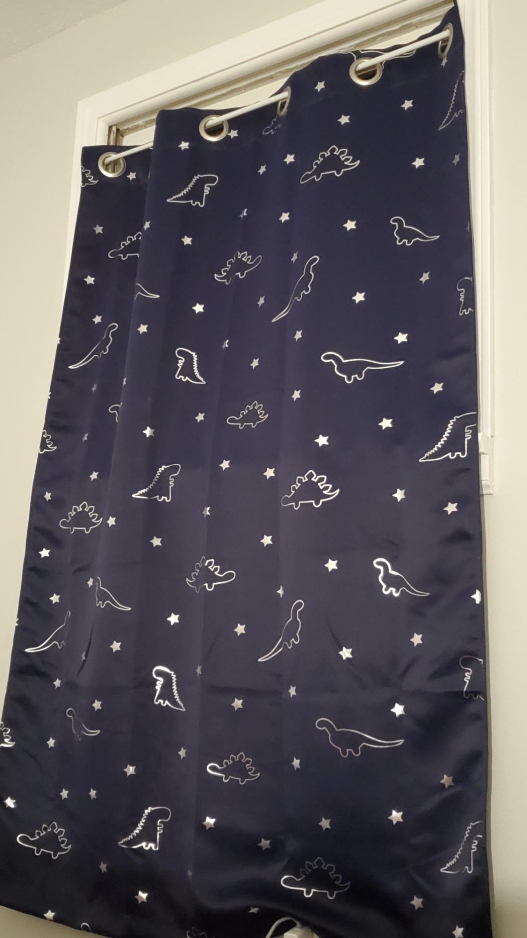 LORDTEX Dinosaur and Star Foil Print Blackout Curtains for Kids Room customer photo 2