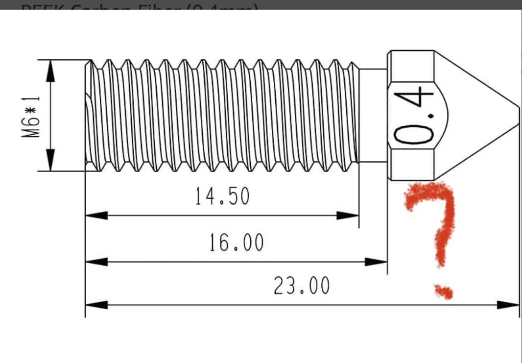 M6 High Temperature High Flow Hardened Steel Nozzle 0.4mm Compatible with 1.75mm 3D Printer Volcano Hotend Heat Block Sidewinder X1 X2 AC Vyper Kobra Max Print PEI PEEK Carbon Fiber (0.4mm) customer photo 1