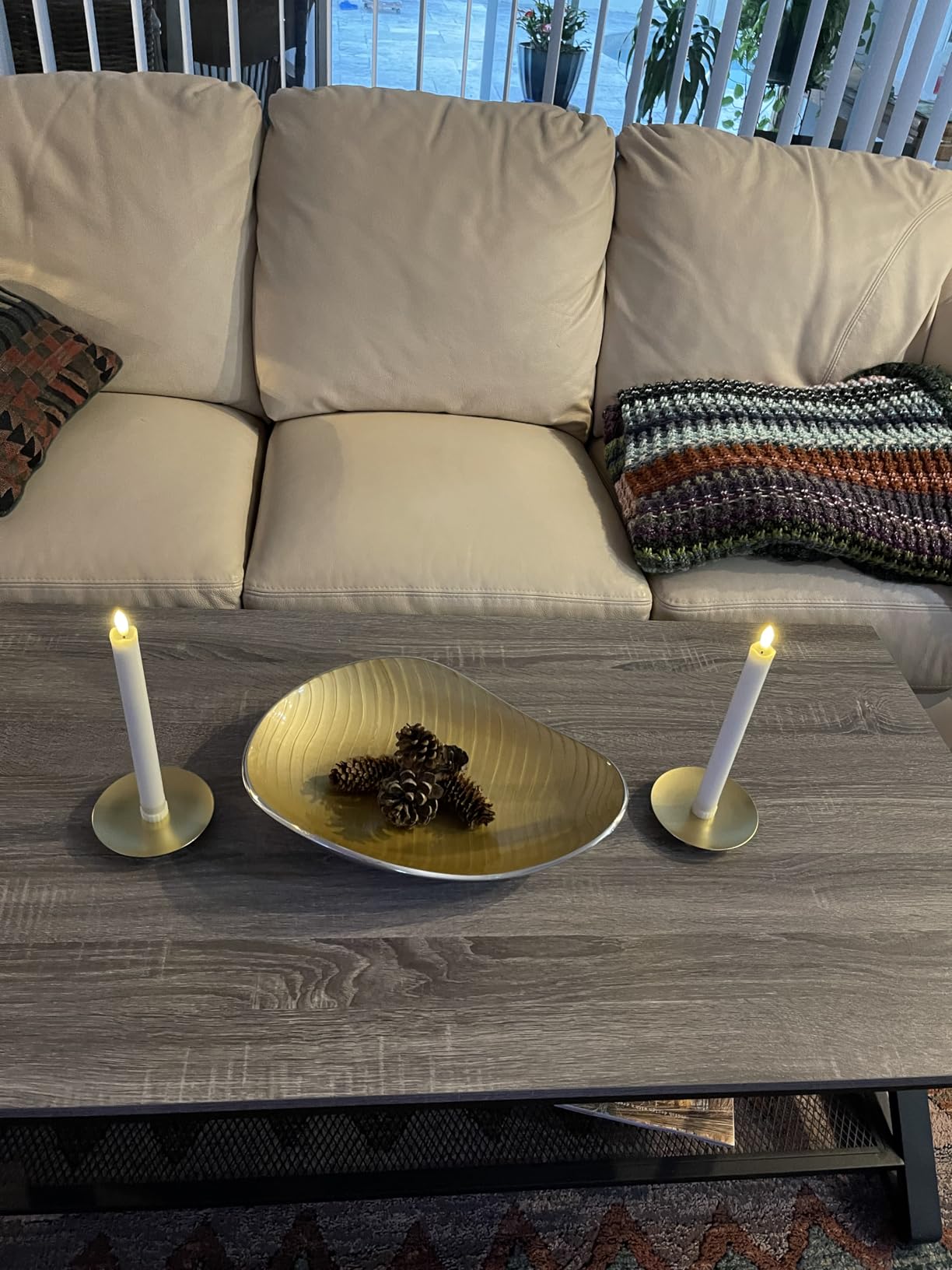YYaaloa 2 Pack Gold Decorative Iron Plate Candle Holder 4.33'' Candle Stand Candle Plate for LED & Wax Candles, Incense Cones, Spa, Weddings (Gold-2 Pack) customer photo 1