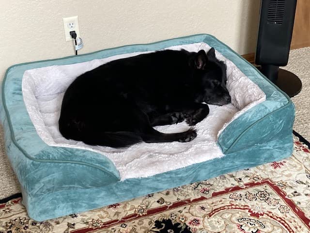FurHaven Cooling Gel Dog Bed for Large Dogs, Perfect Comfort Sofa Bed with Cool Gel-Top Foam with a Solid Orthopedic Foam Base for Joint Support, Washable Cover, Jumbo XL, Plush & Velvet, Granite Gray customer photo 2