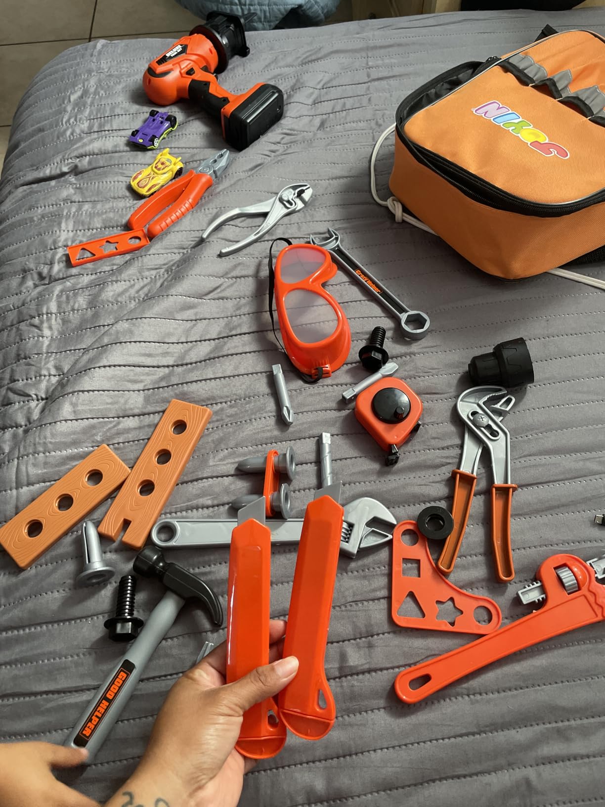 JOYIN 32PCS Kids Tool Set, Kids Tool Toys with Construction Backpack Costume & Electronic Toy Drill for Boy Girl, Birthday Gift for Boys Age 3 4 5 6 customer photo 2