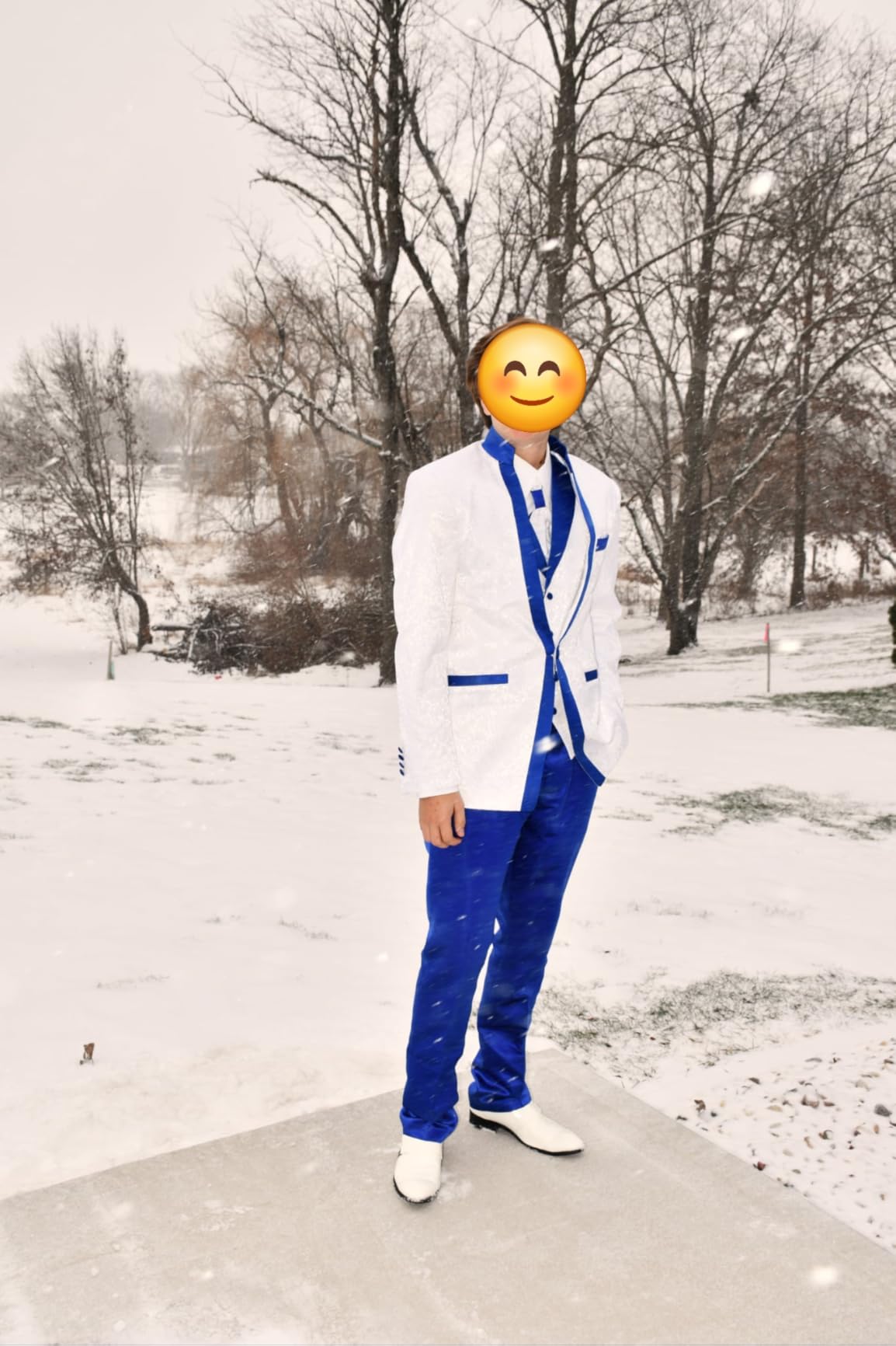 Paisley Slim Fit White Premium Floral Tuxedo Prom Wedding Groom 3 Pieces Suits customer photo 1
