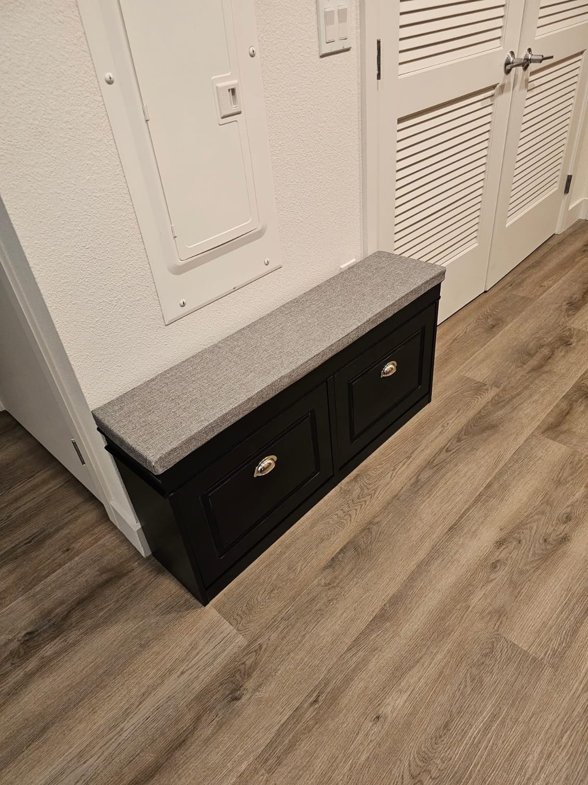 SoBuy Small Shoe Storage Bench, Narrow Shoe Cabinet for Entryway, Shoe Rack with Cushion&2 Tiers Flip-Drawer, Closet Hallway Mudroom White FSR82-L-W customer photo 1