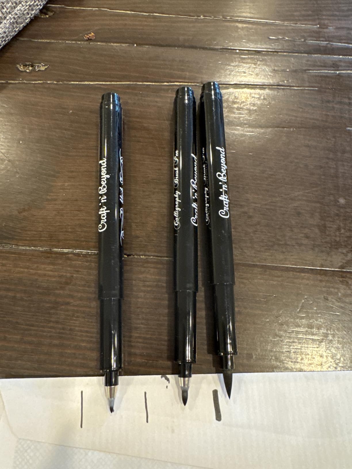 Craft 'n' Beyond Calligraphy Brush Pens Pack of 3 Small, Medium and Large Markers for Hand Lettering, Art Drawing, Sketching, Scrapbooking, Writing, Journaling - Beginner Kit with Fadeproof Black Ink customer photo 2