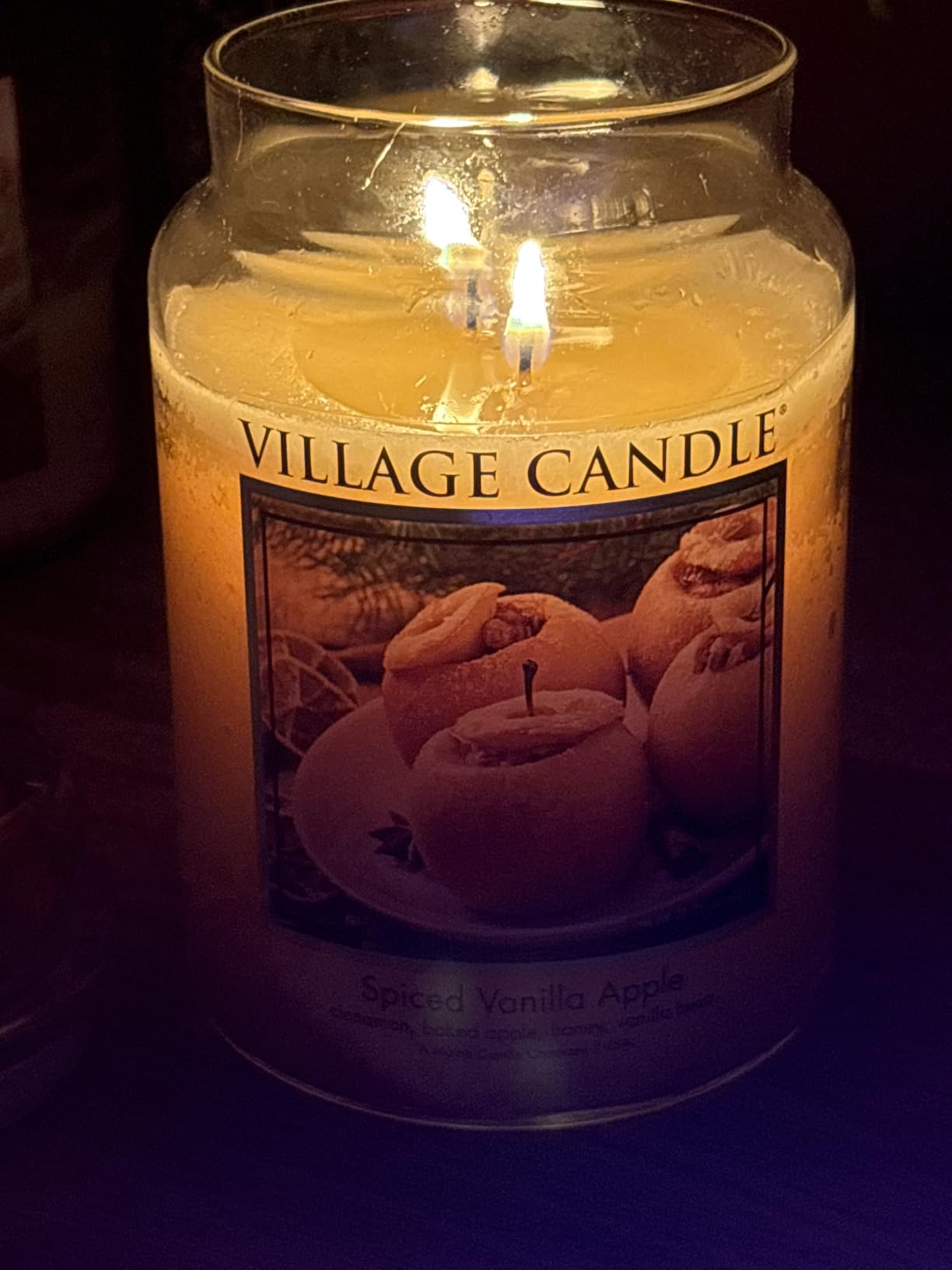 Village Candle Spiced Vanilla Apple, Large Glass Apothecary Jar Scented Candle, 21.25 oz, Ivory customer photo 1