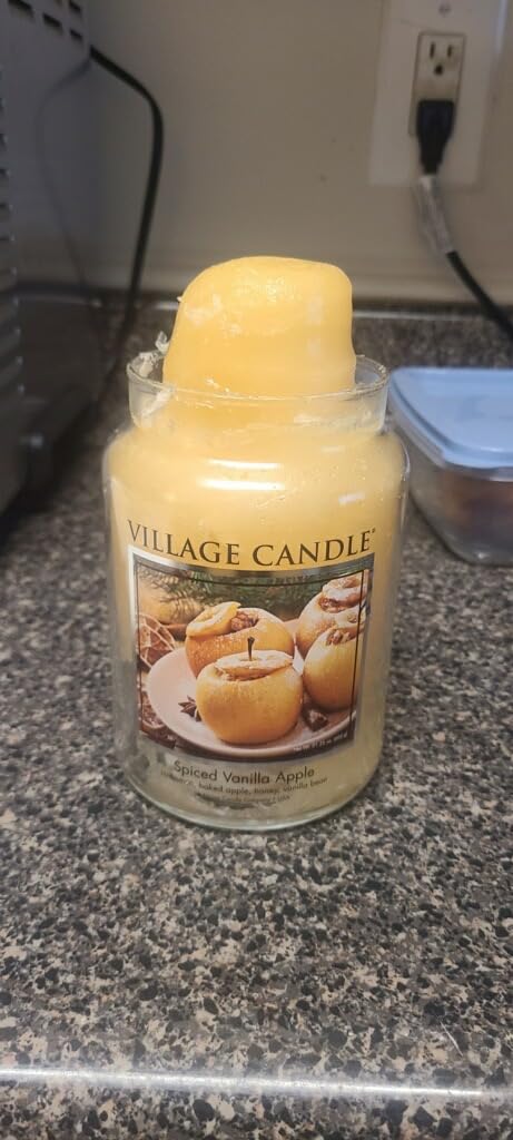 Village Candle Spiced Vanilla Apple, Large Glass Apothecary Jar Scented Candle, 21.25 oz, Ivory customer photo 2