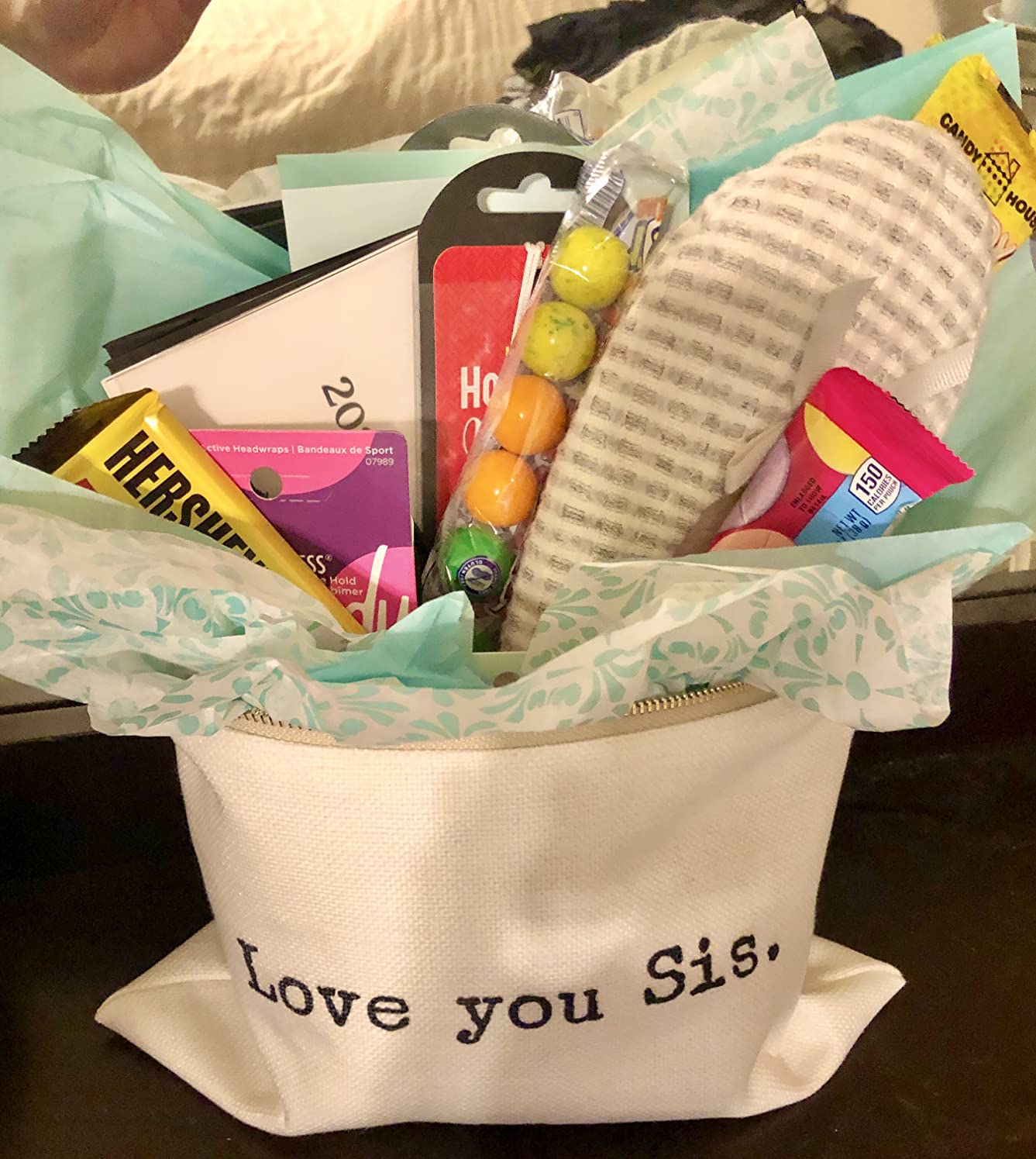 Love You Sister, Sister Gift, Missing You, Send Love, Makeup Case, Toiletry Bag, Gift for Friend, Makeup Bag for Best Friends (Love you Sis.) customer photo 1