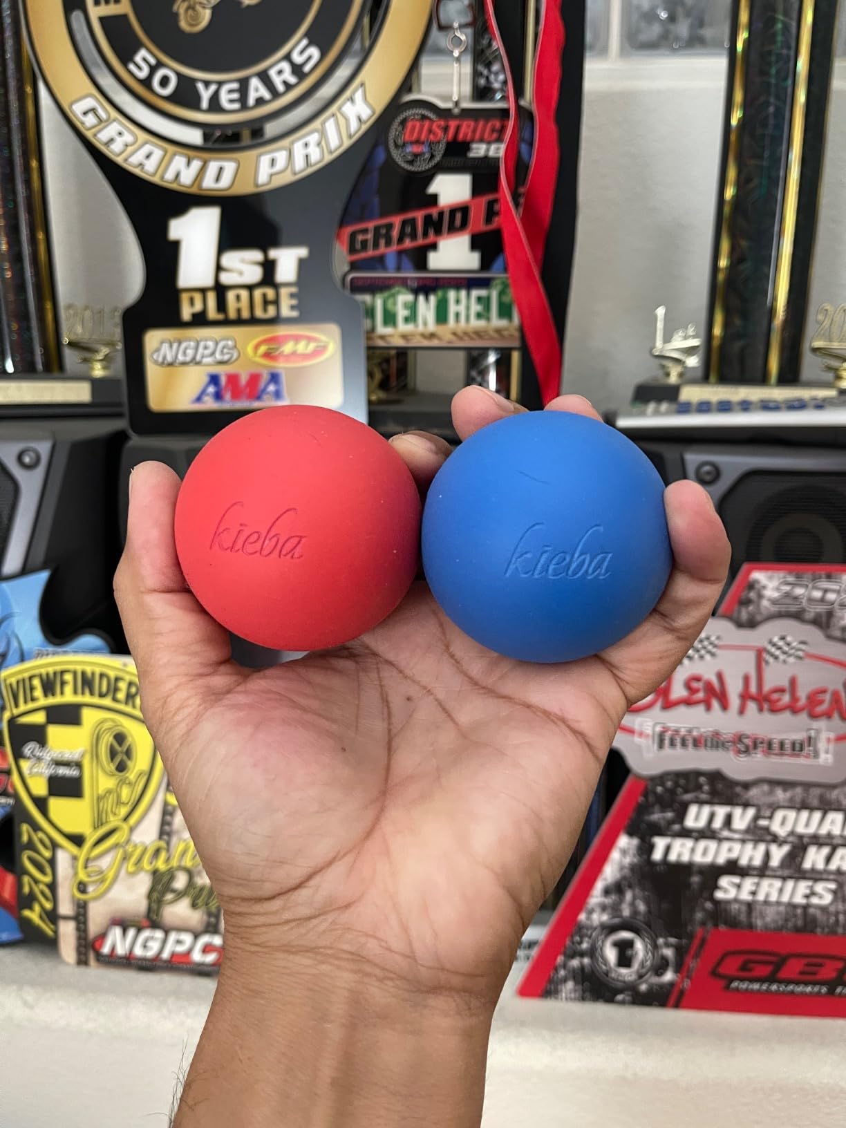 Kieba Massage Lacrosse Balls for Myofascial Release, Trigger Point Therapy, Muscle Knots, and Yoga Therapy. Set of 2 Firm Balls (Pink and Purple) customer photo 2