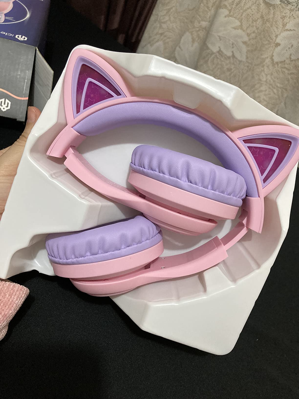 iClever BTH13 Kids Bluetooth Headphones for Girls, LED Cat Ear Travel Gift customer photo 2