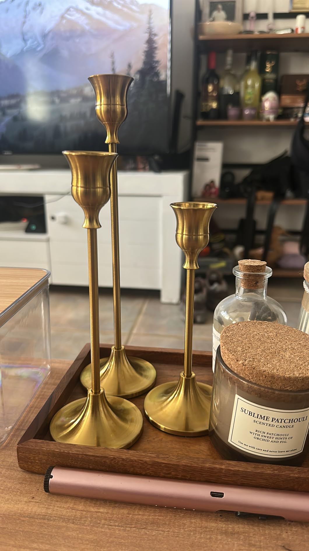 NUPTIO Candlestick Holders Vintage Centerpiece: Gold Antique Moody Decor customer photo 2