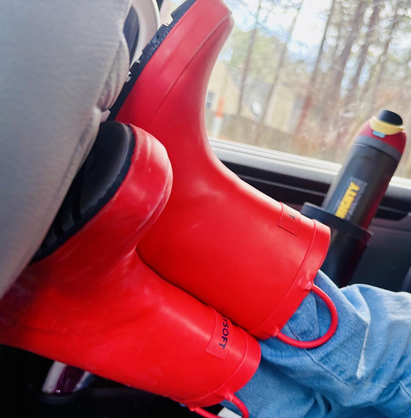mysoft Kid Rain Boots Toddler Rubber Waterproof Boot Boy Girl with Handle customer photo 1