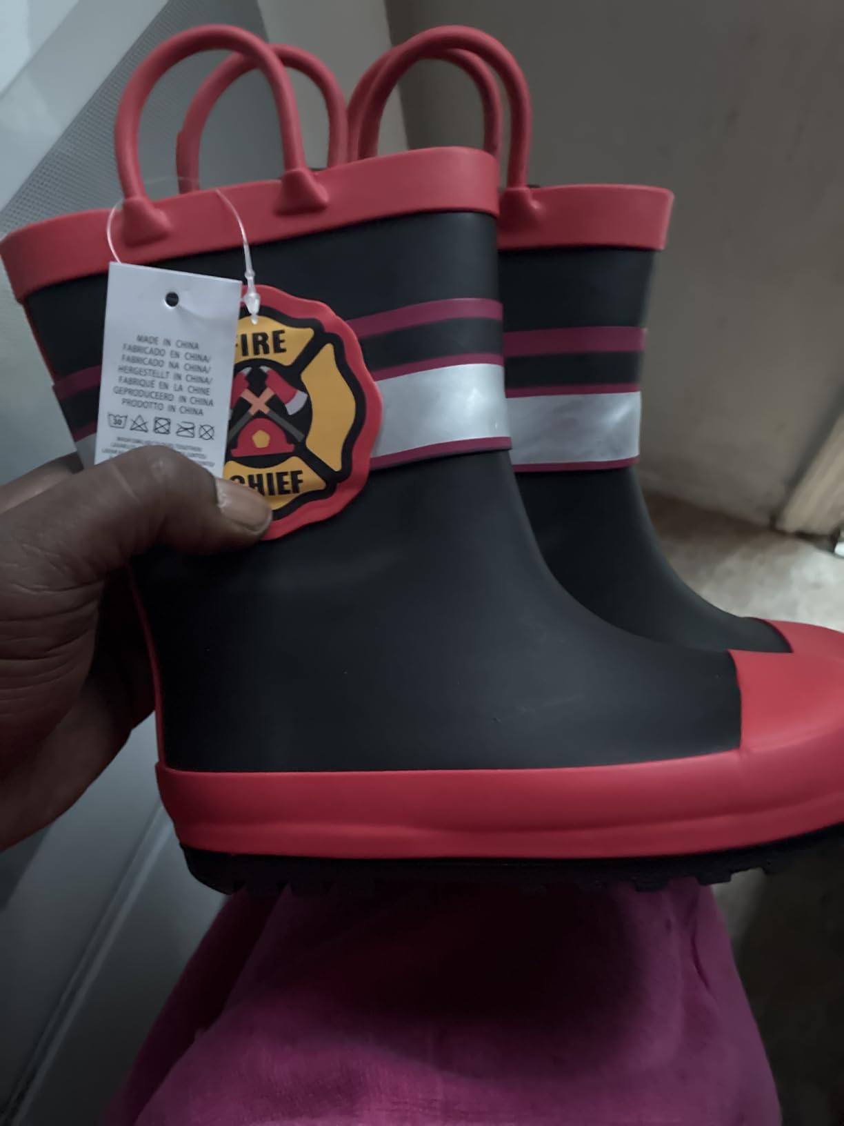 mysoft Kid Rain Boots Toddler Rubber Waterproof Boot Boy Girl with Handle customer photo 2