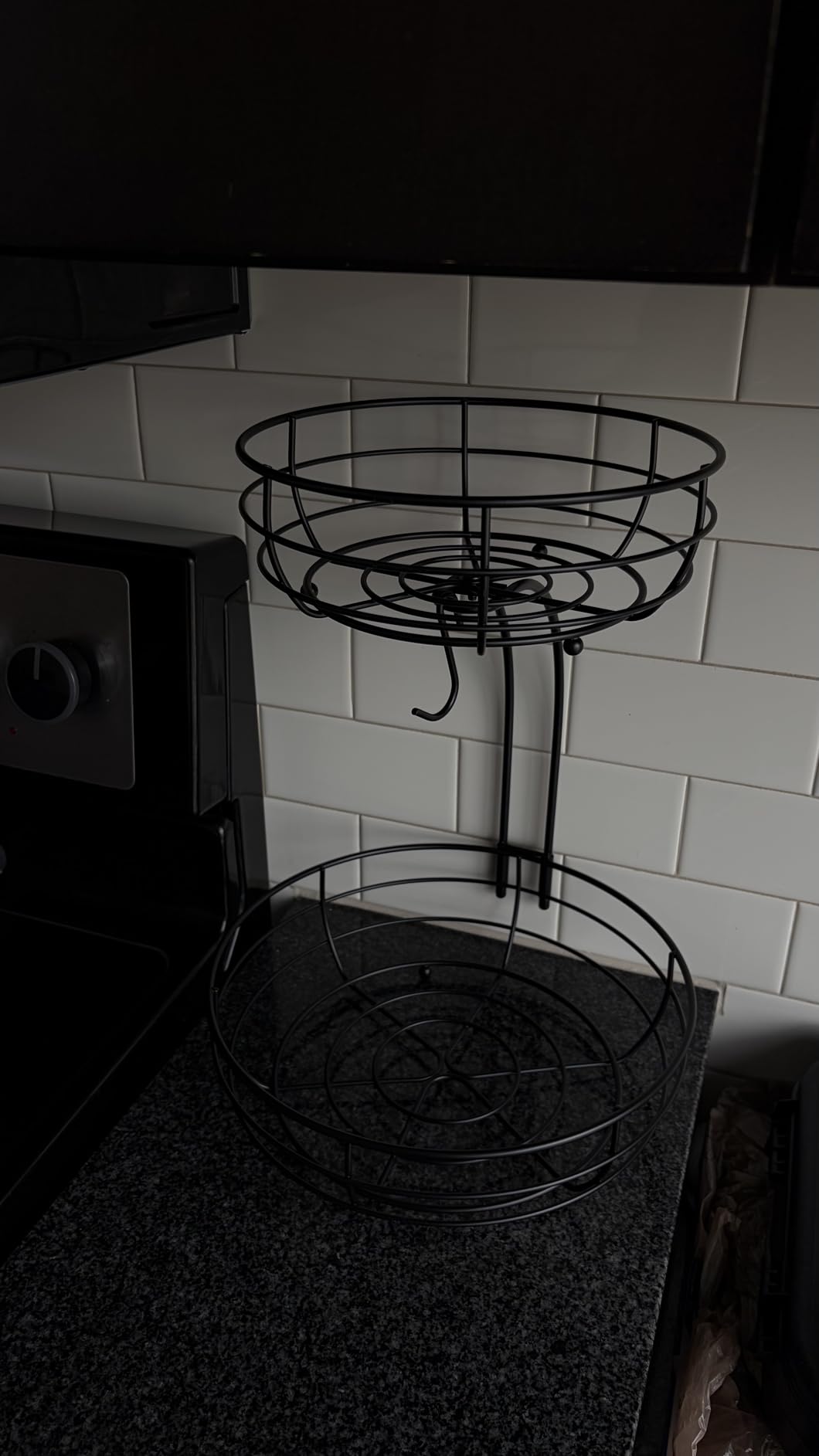 Auledio Iron 2-Tier Countertop Fruit Vegetables Basket Bowl Storage With Banana Hanger, Black, 64 ounces customer photo 1