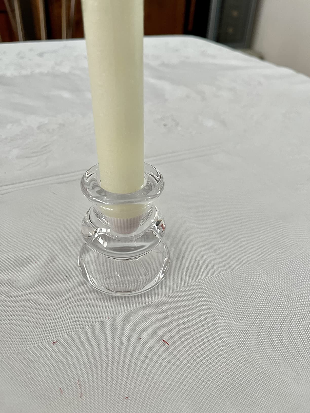 DEYBBY Clear Glass Taper Candle Holders Set of 2 customer photo 1